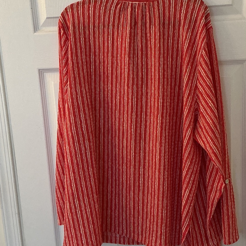Ruby Rd. Red and White Striped Button-Up Blouse - image 3
